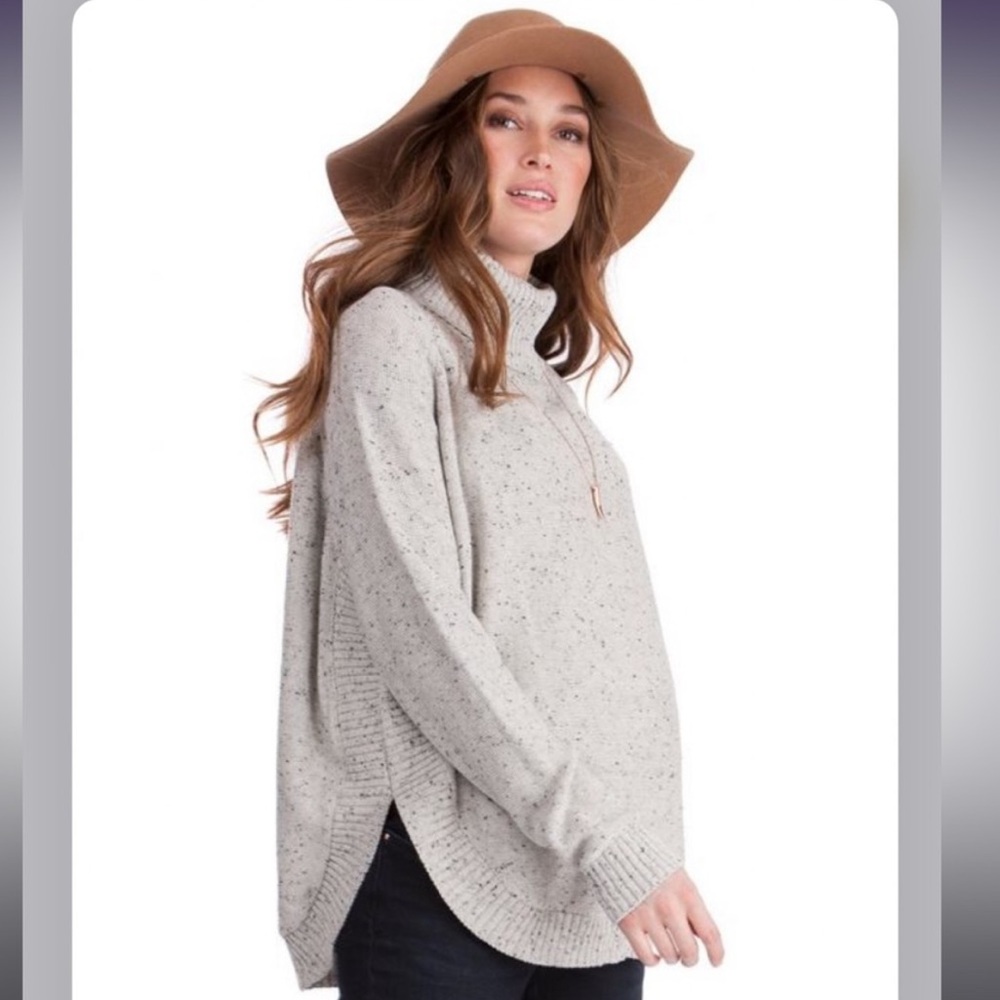 Seraphine Light Gray Speckled Turtleneck Sweater